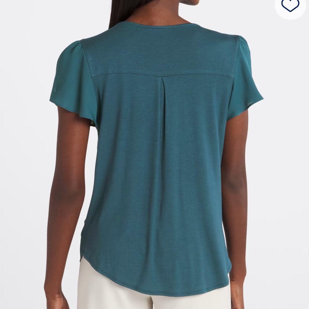 FORTUNE + IVY Adeline Key Hole Mixed Material Blouse blue women’s XL stitch fix - Picture 4 of 12